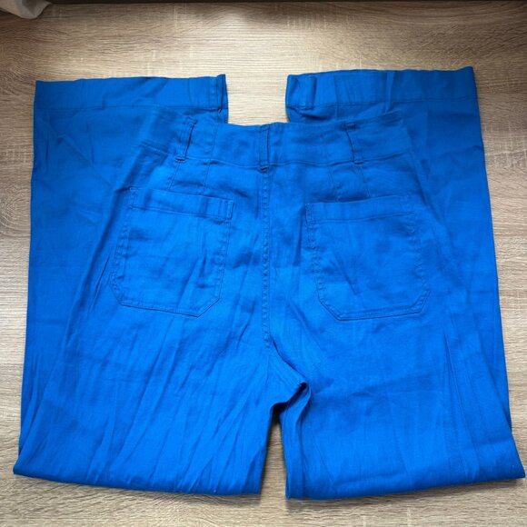 New Anthropologie Maeve Colette Linen Cropped Wide-Leg Pants Blue 29T Tall - Picture 4 of 9
